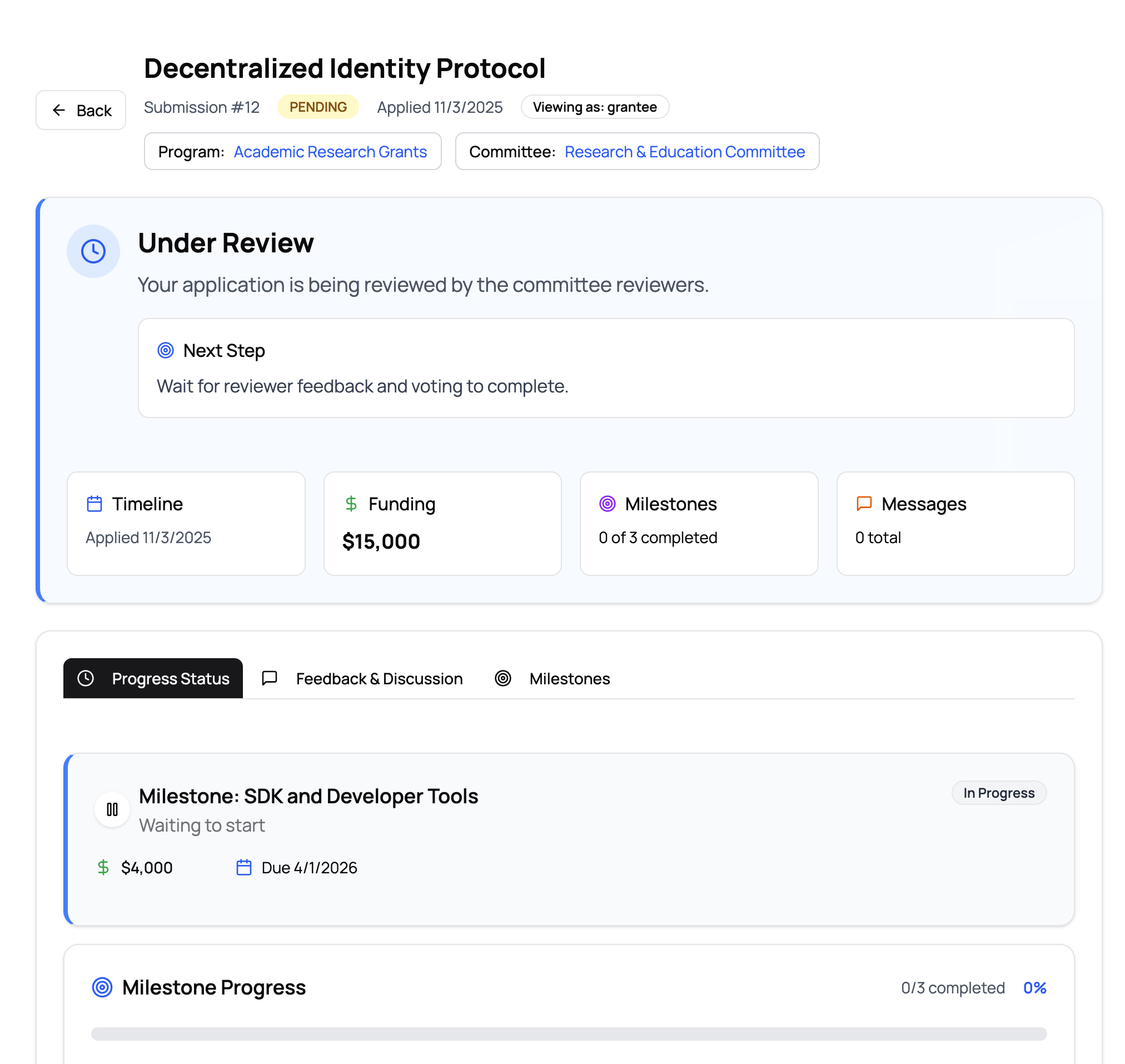 Pending Submission Status