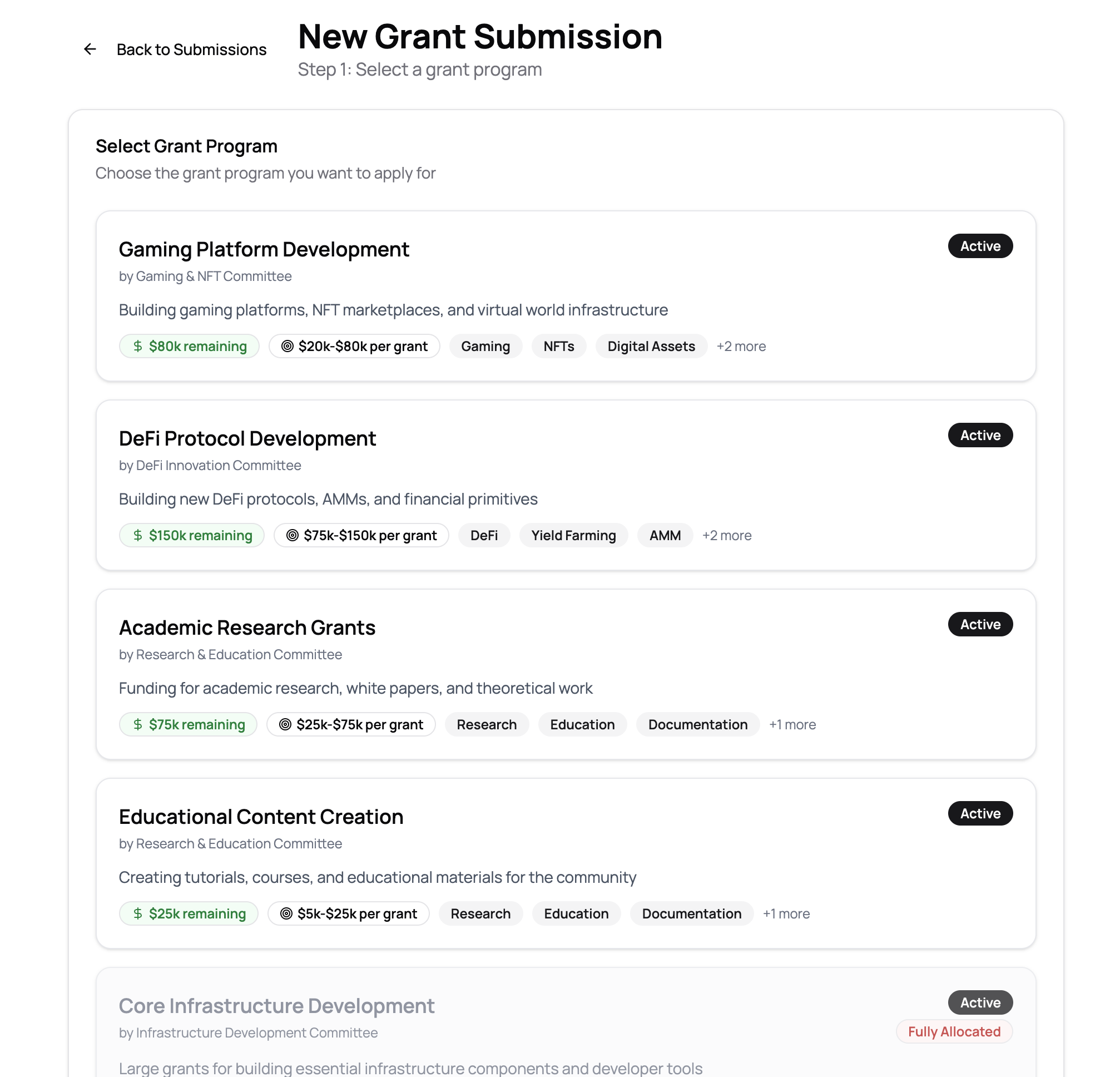 Select Grant Program